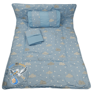 Set Para Cuna Colecho Celeste Nubes