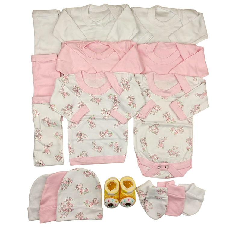 Pack 16 Piezas 0/3 Meses Rosado Animalitos 1