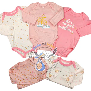 Set 5 Bodys Manga Larga 6/9 Meses Castillo