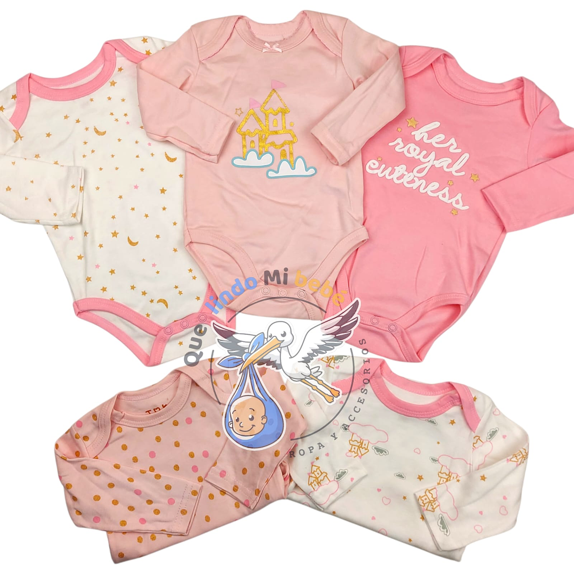Set 5 Bodys Manga Larga 9/12 Meses Castillo 1