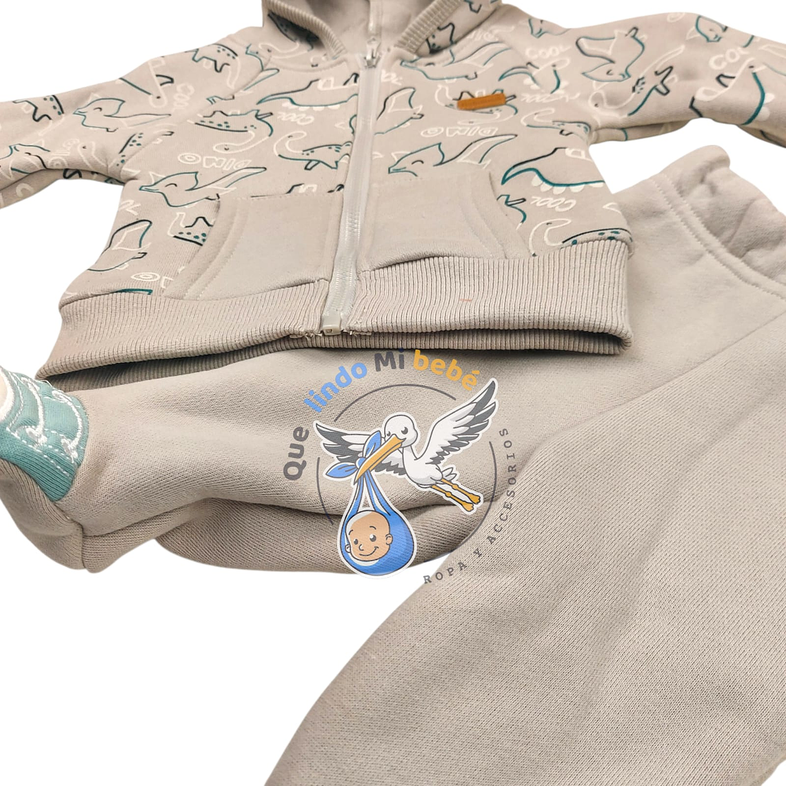 Conjunto 2 piezas Algodón 3/6 Meses Dino Gris 2