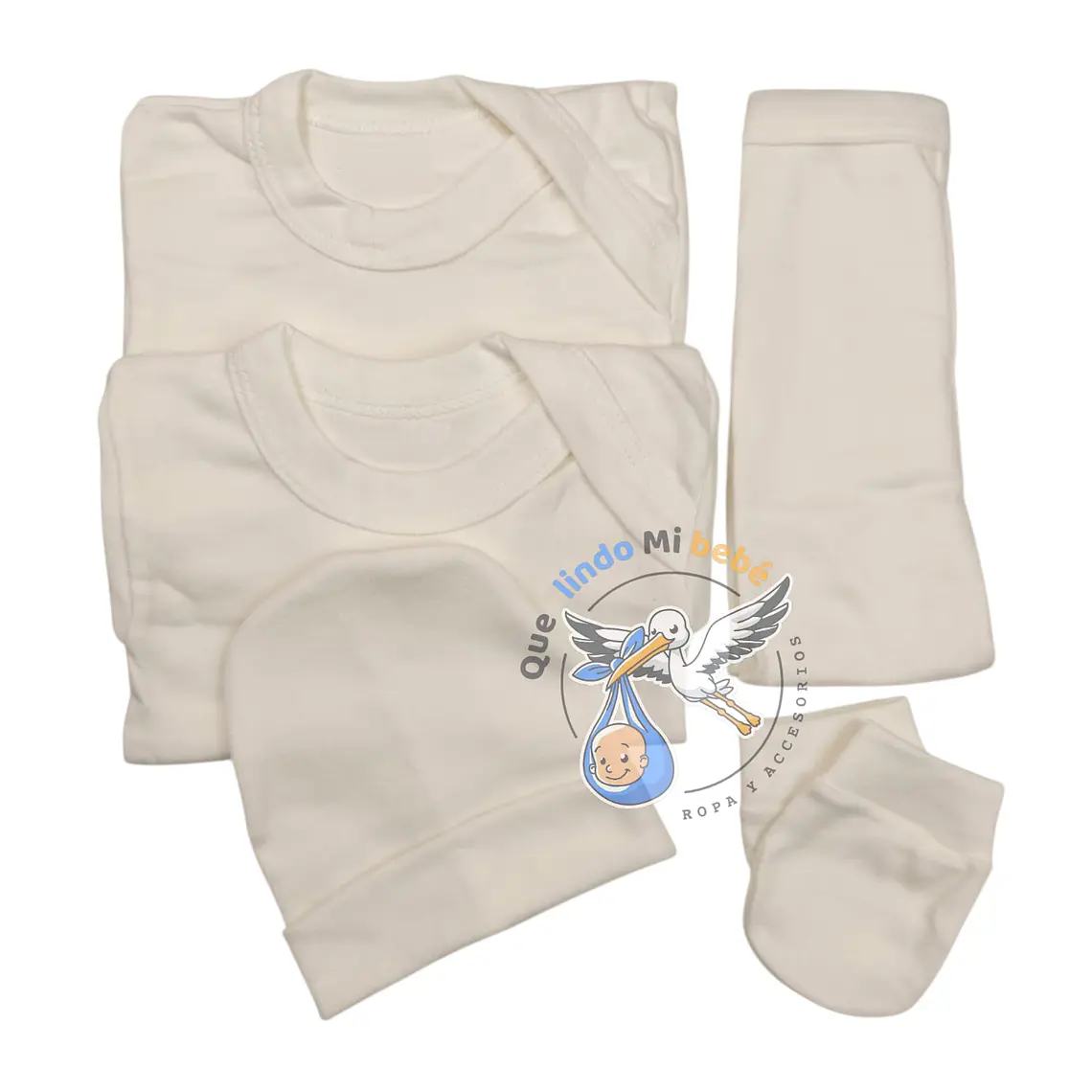 Ajuar 5 Piezas Liso Talla 0/3 Meses Crema 1
