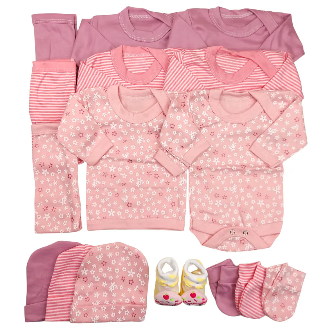 Pack 16 Piezas 0/3 Meses Rosado Floreado 1