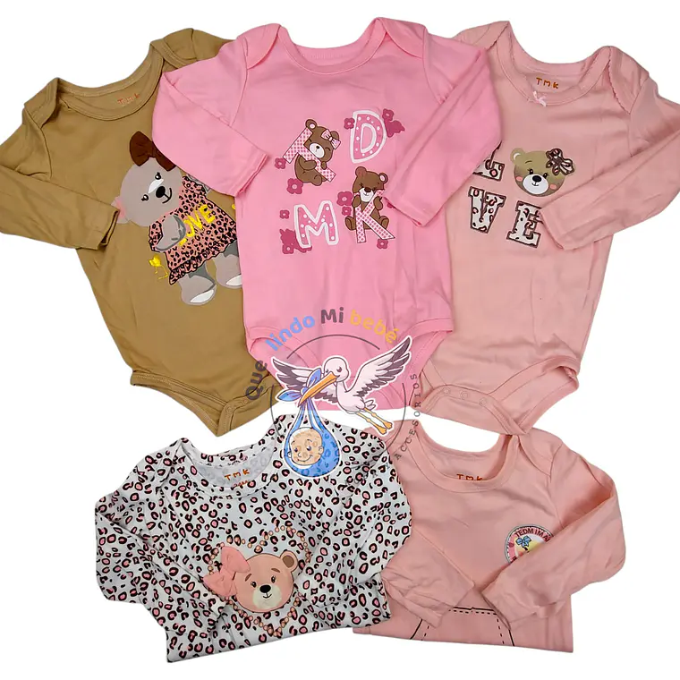 Set 5 Bodys Manga Larga 36 Meses Osita 1