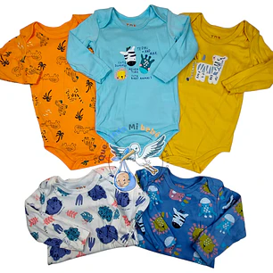 Set 5 Bodys Manga Larga 18/24 Meses Animalitos
