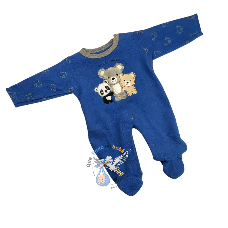 Osito Micropolar 1 Pieza 0/3 Meses Osos Azul 1