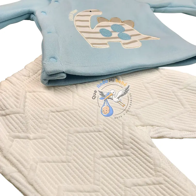 Conjunto 2 piezas Algodon 3/6 Meses Dino Celeste 3