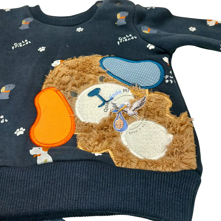 Conjunto 2 piezas con Jeans 6/9 Meses Perrito Azul 2