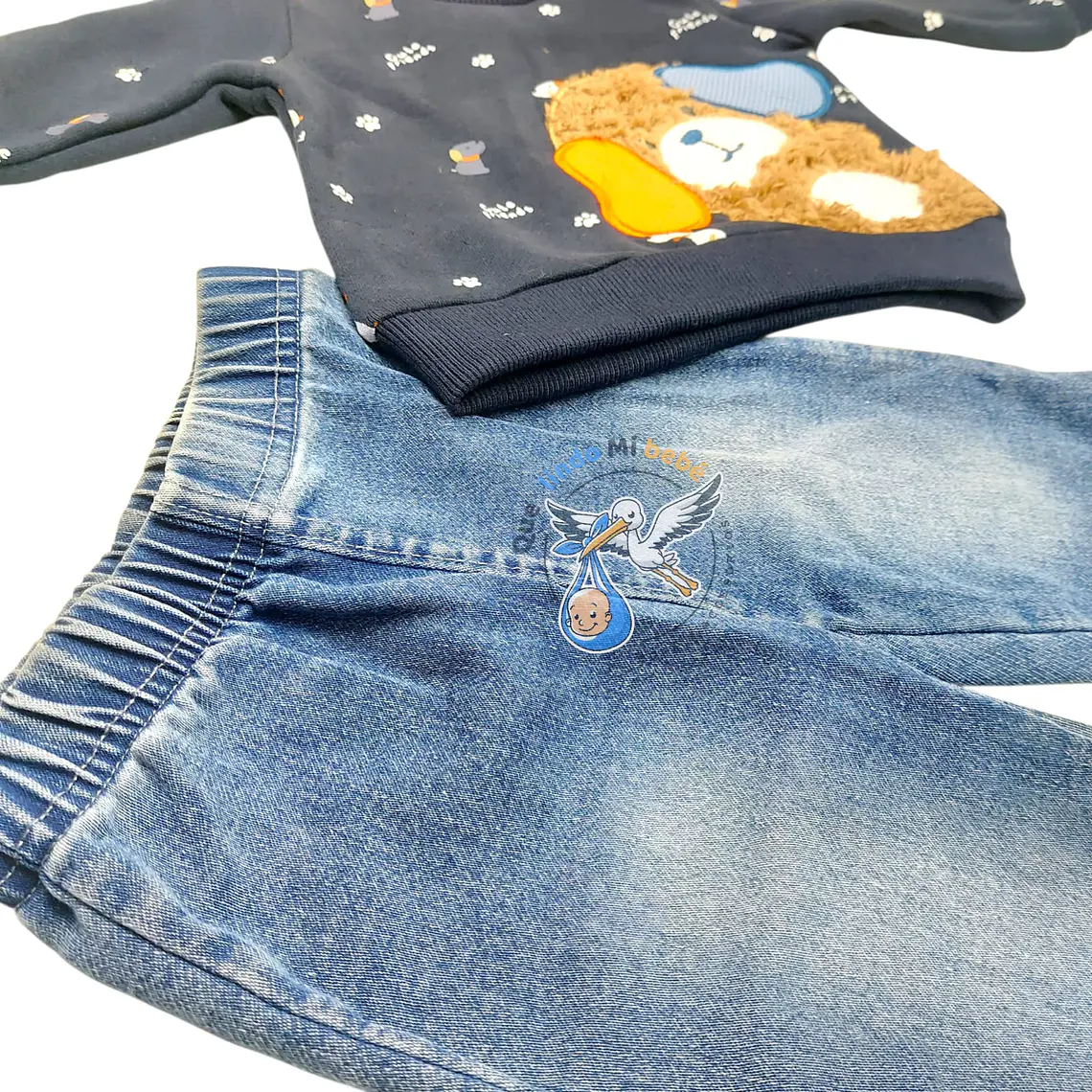 Conjunto 2 piezas con Jeans 6/9 Meses Perrito Azul 3