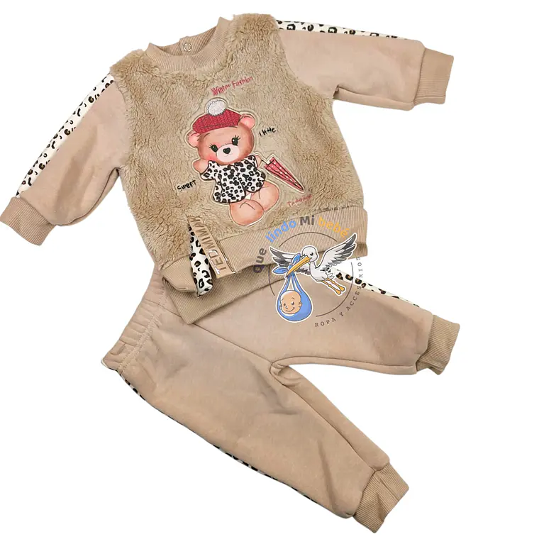Conjunto 2 piezas Forrado Polar 3/6 Meses Osita Cafe 1