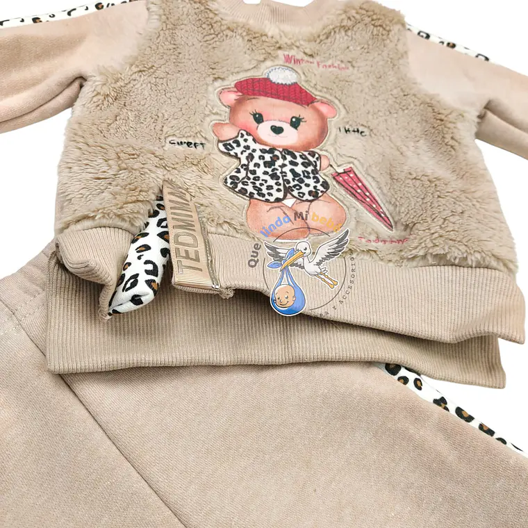 Conjunto 2 piezas Forrado Polar 3/6 Meses Osita Cafe 3