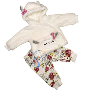 Conjunto 2 piezas Forrado Polar 6/9 Meses Ovejita Blanca