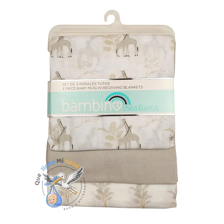 Pañales Tutos Set 3 Piezas Bambino Jirafa Gris 1