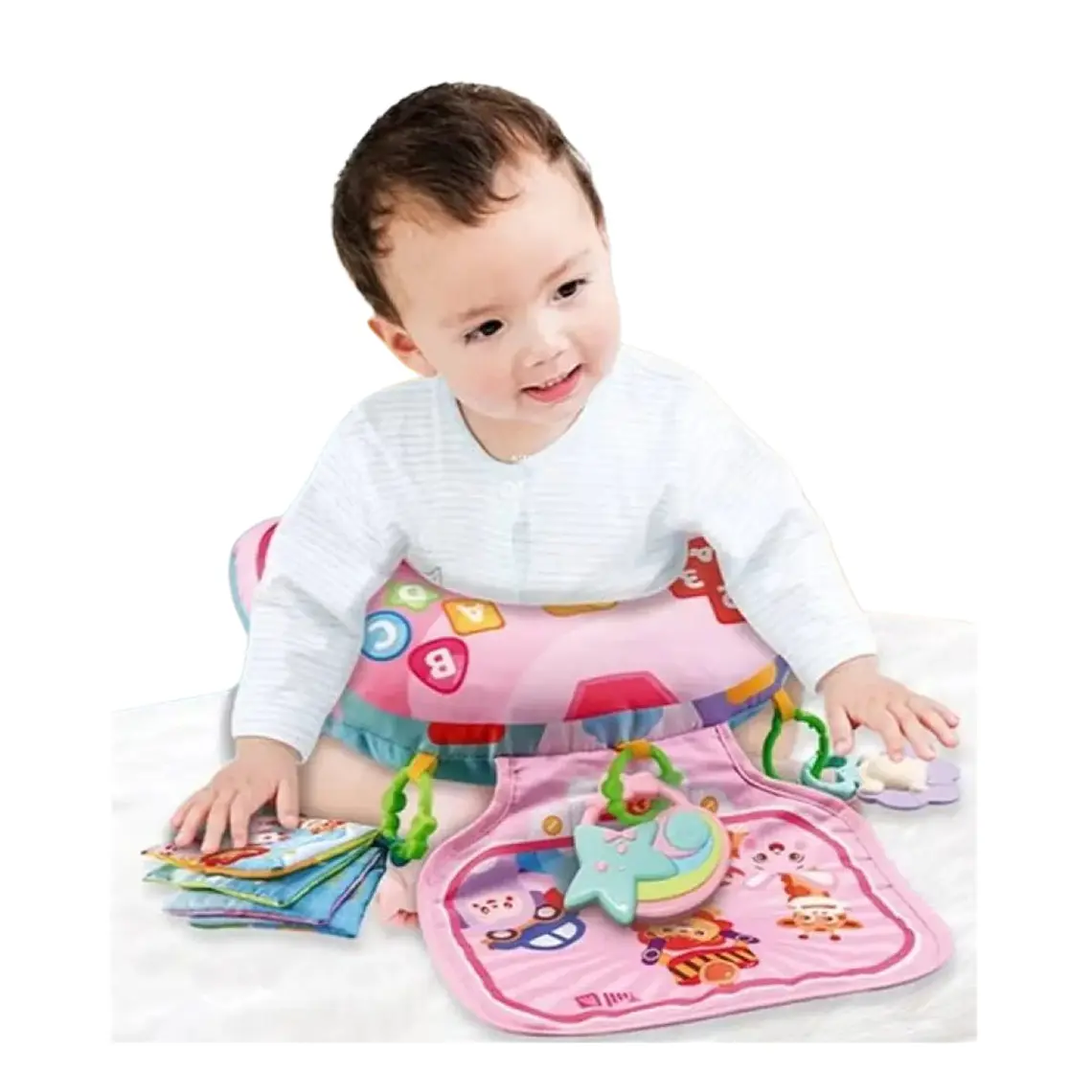 Almohada Tummy Time Cojin Boca Abajo Bebe Rosado 2