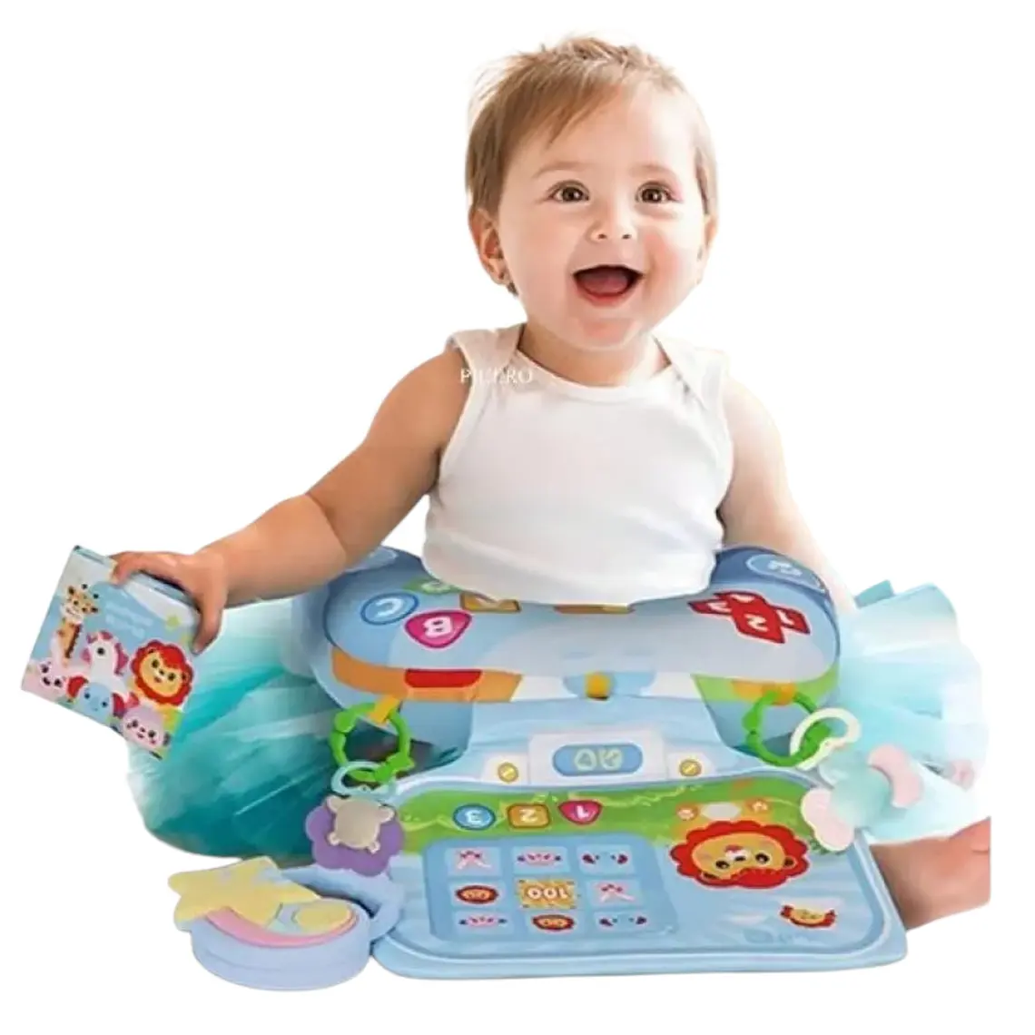 Almohada Tummy Time Cojin Boca Abajo Bebe Celeste 2