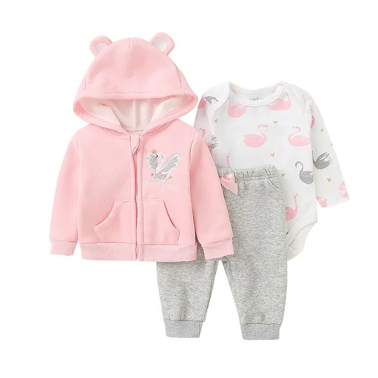 Set Buzo 3 Piezas Forrado 0/3 Meses Rosado Cisne 1