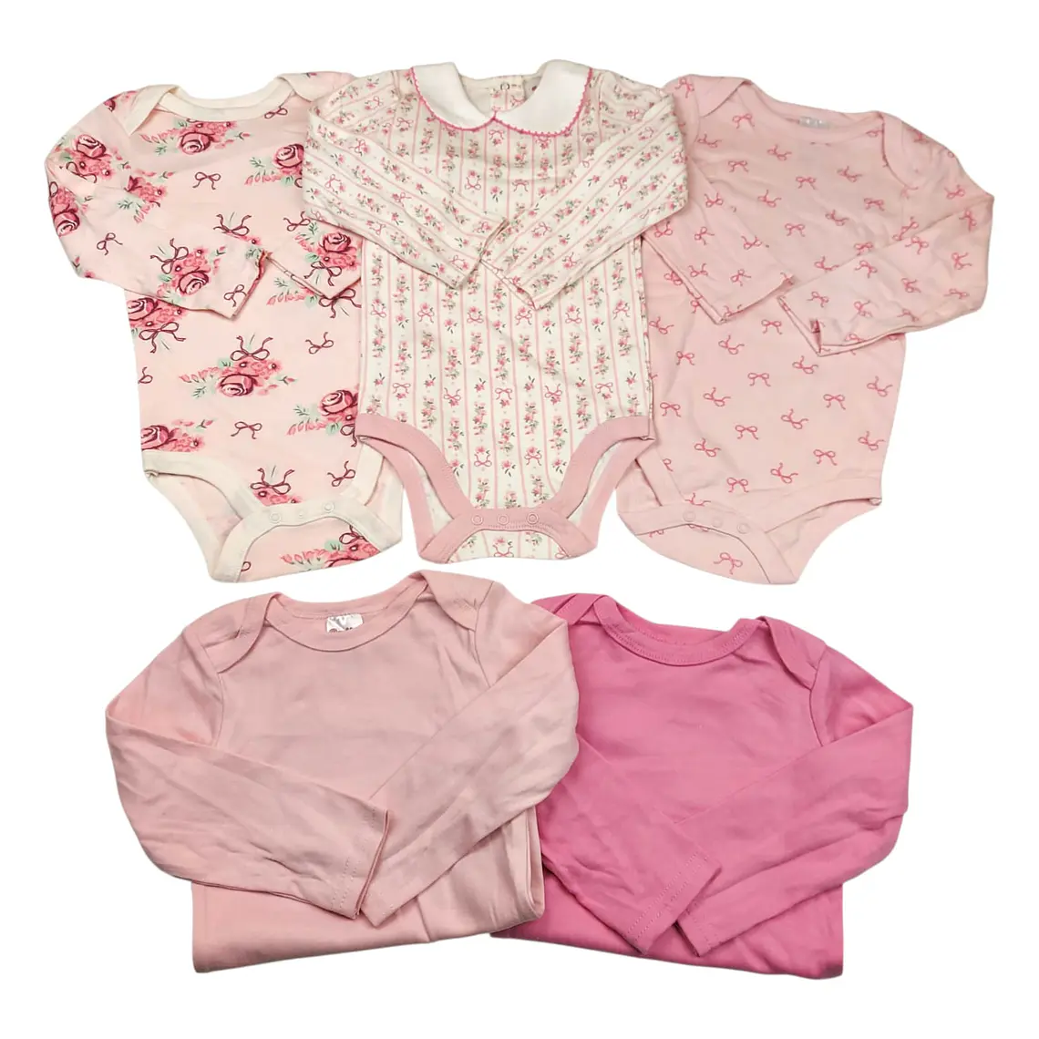 Set 5 Bodys Manga Larga 9/12 Meses Floreado 1