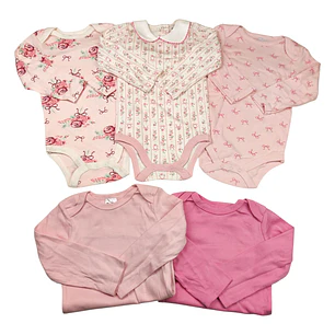 Set 5 Bodys Manga Larga 12/18 Meses Floreado