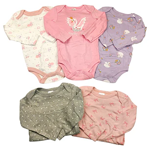 Set 5 Bodys Manga Larga 9/12 Meses Cisne
