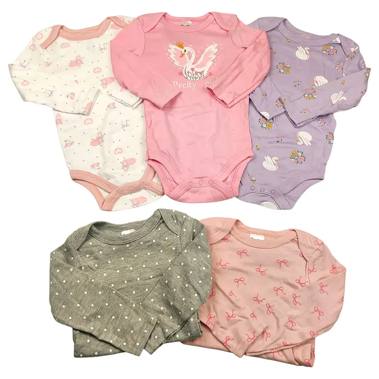 Set 5 Bodys Manga Larga 9/12 Meses Cisne 1