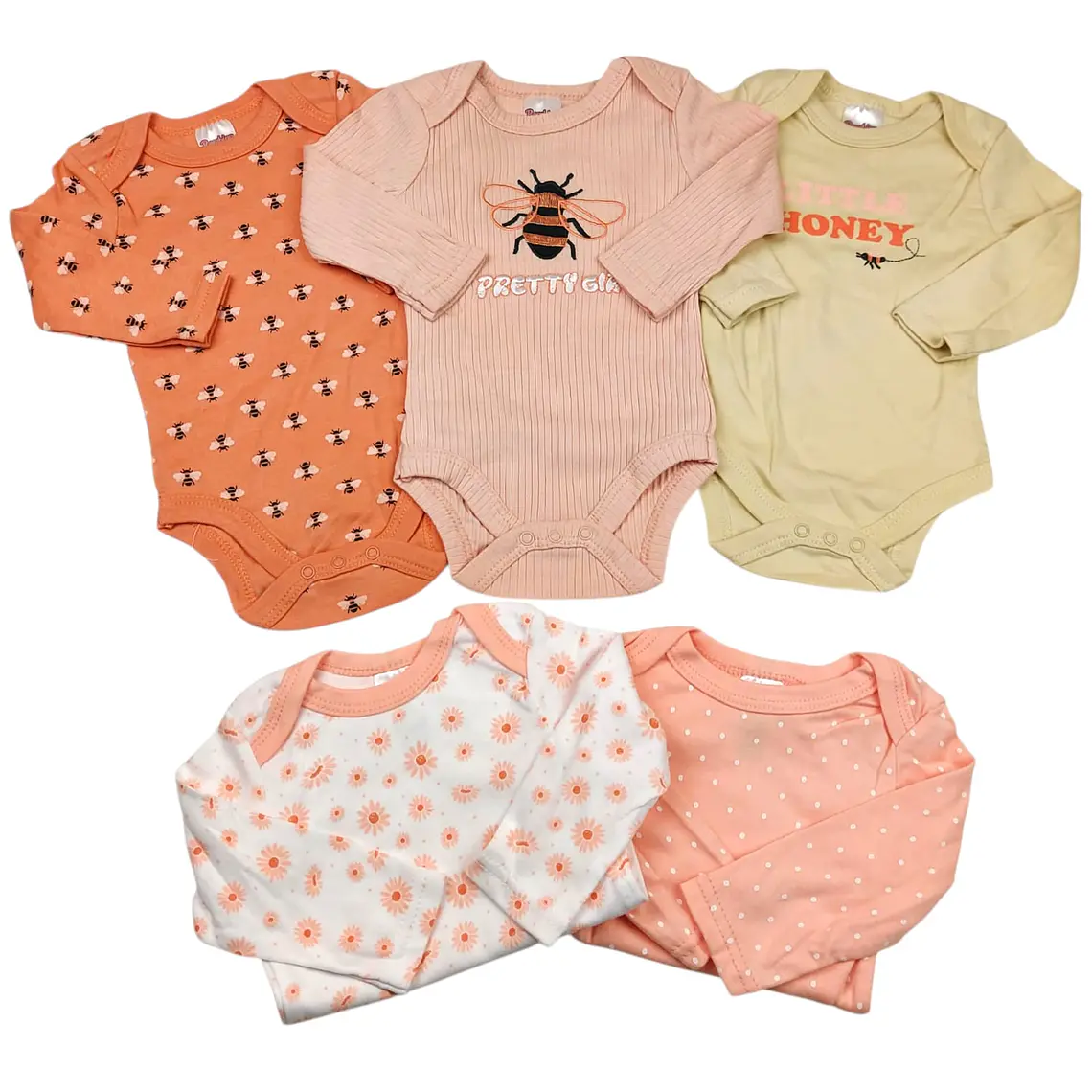 Set 5 Bodys Manga Larga 3/6 Meses Abejita 1