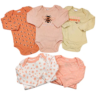 Set 5 Bodys Manga Larga 12/18 Meses Abejita