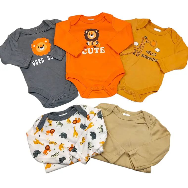 Set 5 Bodys Manga Larga 9/12 Meses León 1