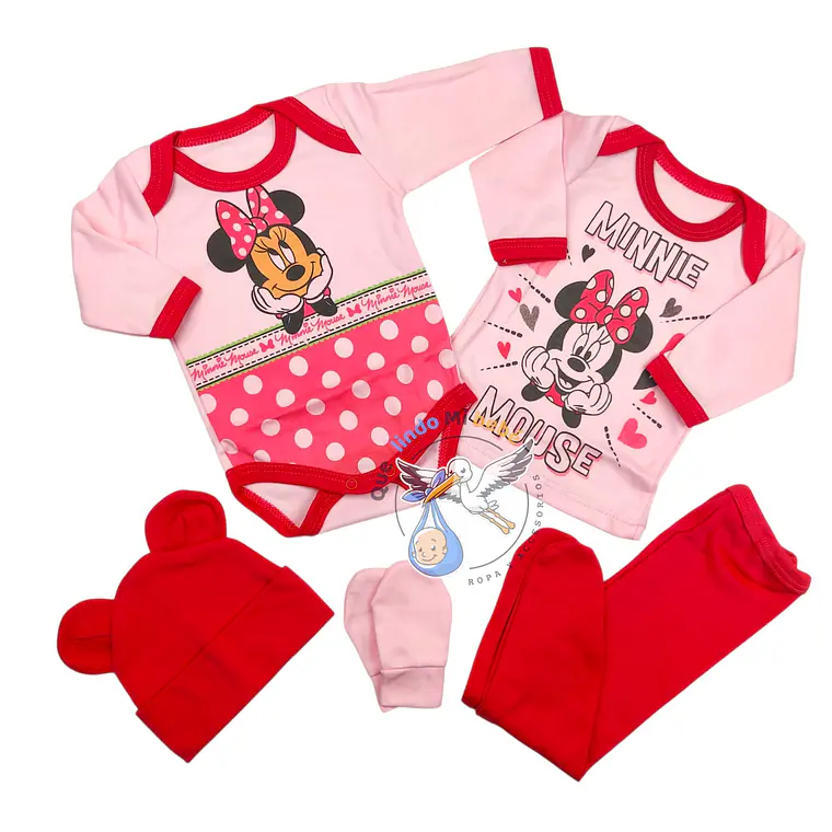 Ajuar Minnie 5 Piezas 0/3 Meses Rosado/Fucsia 1