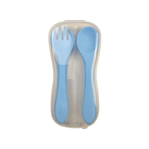 Set 2 Cuchara Tenedor Silicona Celeste