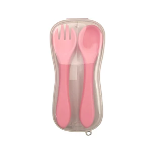 Set 2 Cuchara Tenedor Silicona Rosado