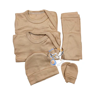 Ajuar 5 Piezas Liso Talla Prematuro Beige