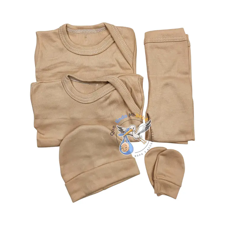 Ajuar 5 Piezas Liso Talla Prematuro Beige 1