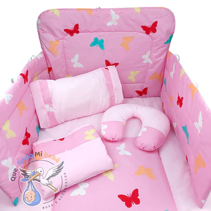 Set Para Cuna Estandar Rosado Mariposas