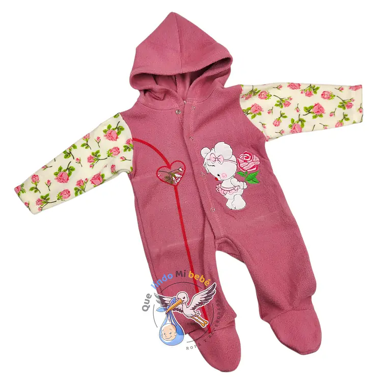 Osito Micropolar 1 Pieza 0/3 Meses Corazon Palo Rosa 1