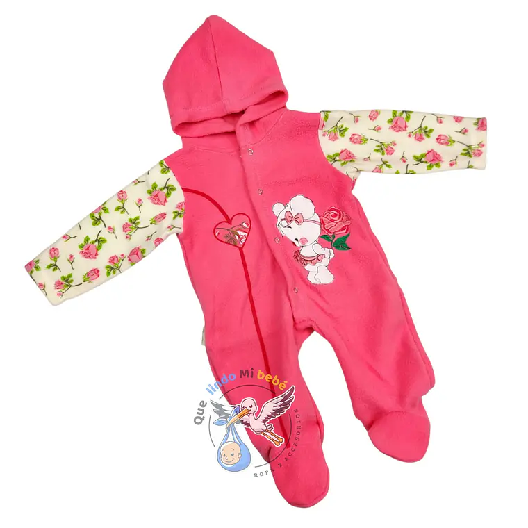 Osito Micropolar 1 Pieza 0/3 Meses Corazon Fucsia 1