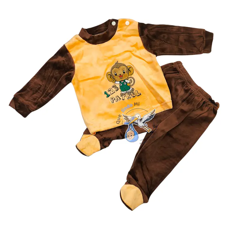 Osito Plush 2 Pieza 0/3 Meses Monito Naranjo/Cafe 1