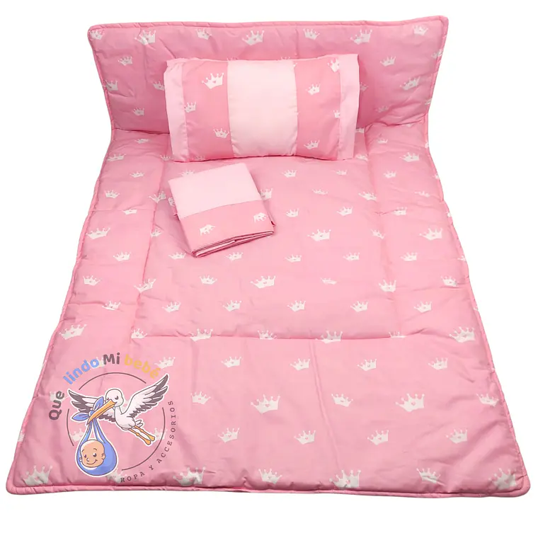 Set Para Cuna Colecho Rosado Corona 1