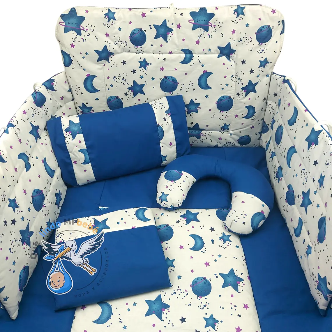 Set Para Cuna Estandar Azul Universo 1