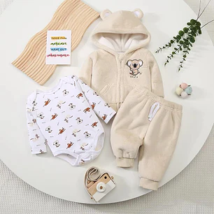 Set Buzo 3 Piezas Plush Forrado 6/9 Meses Koala