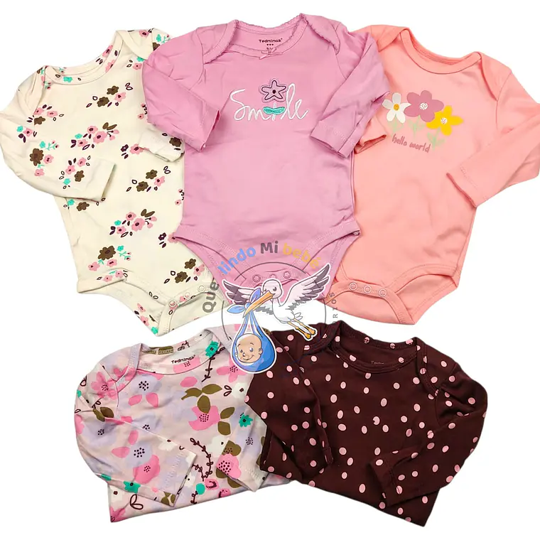 Set 5 Bodys Manga Larga 6/9 Meses Smile 1