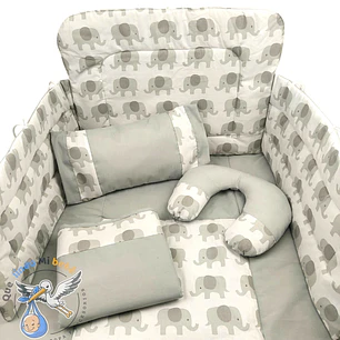 Set Para Cuna Estandar Gris Elefante