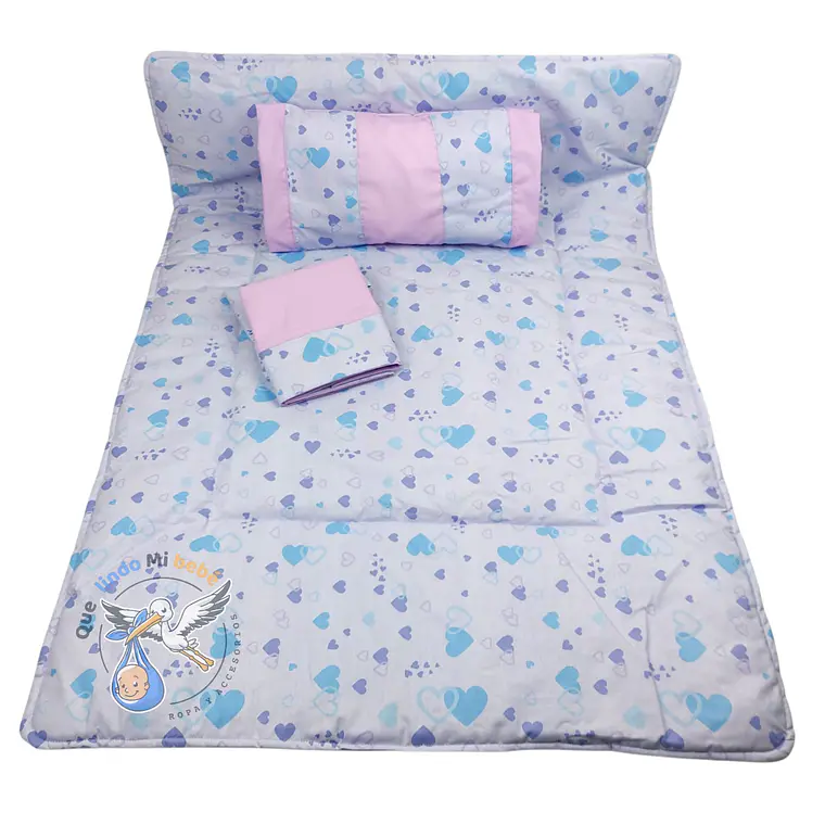 Set Para Cuna Colecho Lila Corazones 1