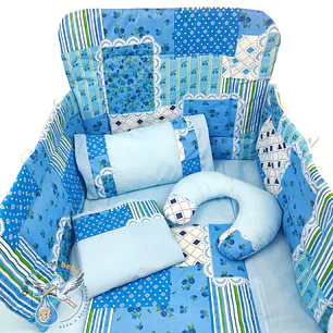 Set Para Cuna Estandar Celeste Diseño