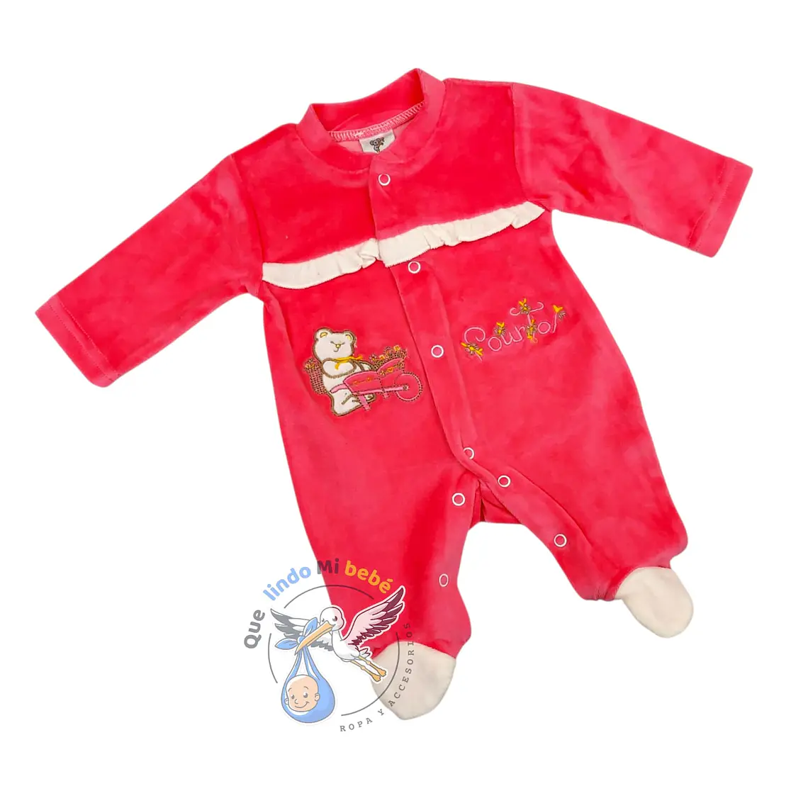 Enterito Plush 3/6 Meses Osita Corazón Coral 1