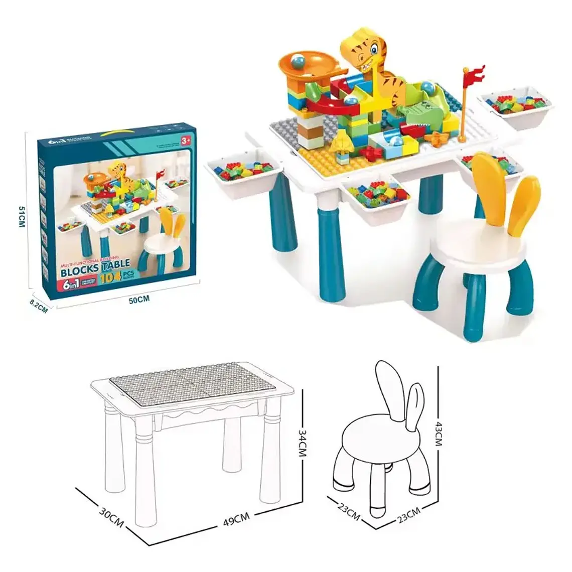 Juego De Bloques De Construcción 104 Piezas Con Mesa Y Silla 4