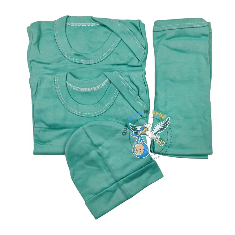 Ajuar 4 Piezas Liso Talla 6/9 Meses Turquesa 1