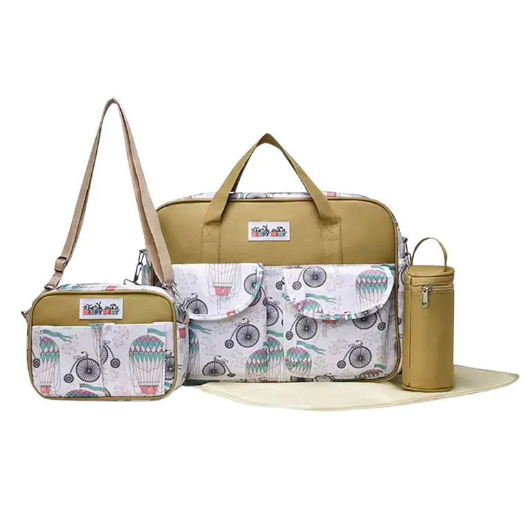 Bolso Maternal 4 Piezas Diseño Blanco/Cafe 1