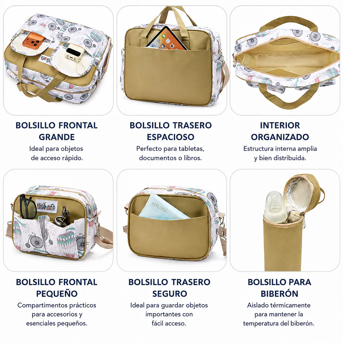 Bolso Maternal 4 Piezas Diseño Azul 2