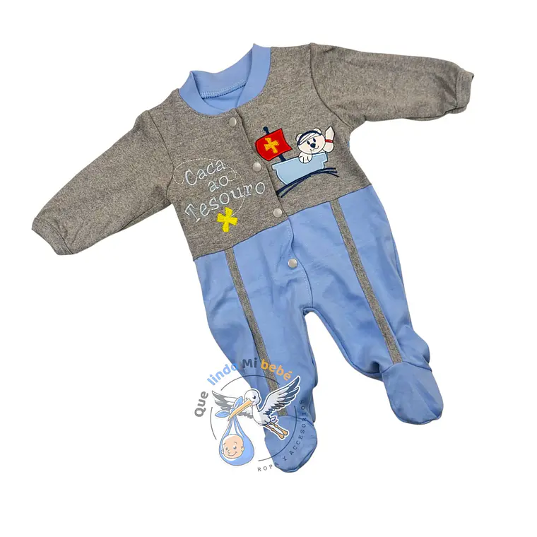 Osito Algodón 1 Pieza 0/3 Meses Pirata Celeste/Gris 1