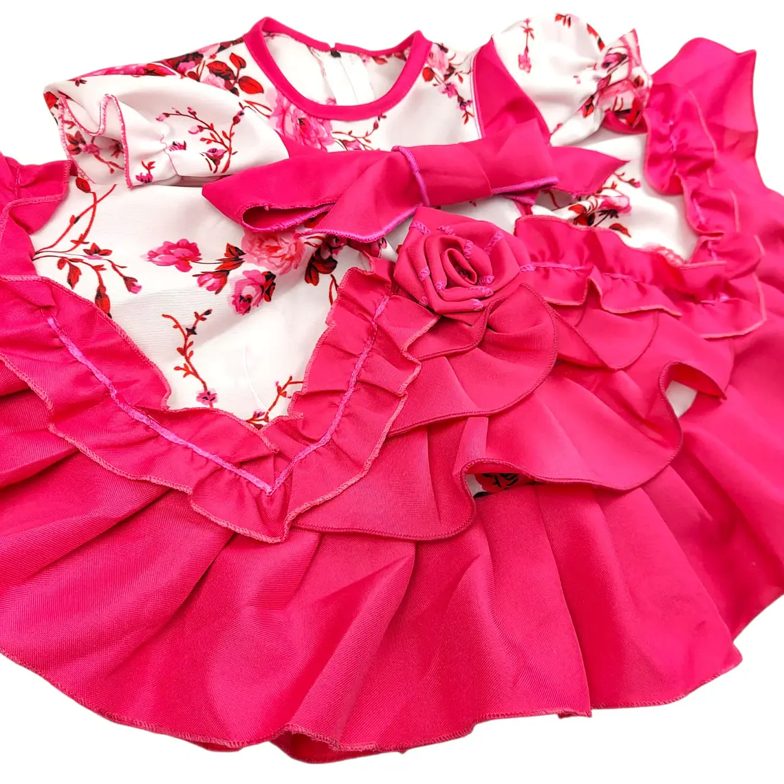 Vestido Huasita + Panty 0/6 Meses Floreado Fucsia 3